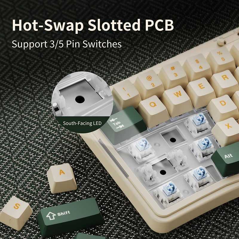 New Ajazz AK35I V3 MAX Tri-Mode Wired Wireless Gaming Keyboard Gasket Full Key Hot Swap 104 Keys Customized Keyboard Z250805