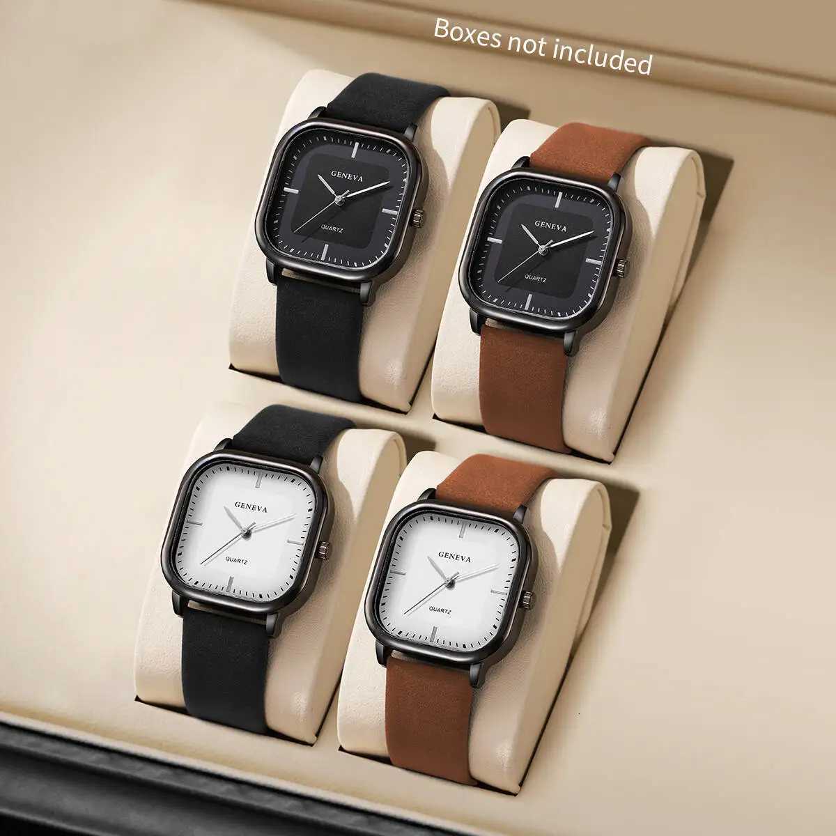 3/4/6PCS Fashion Mens Watch Set Casual Square Quartz Leather Strap Wristwatch for Men Reloj HombreWithout Box W250806