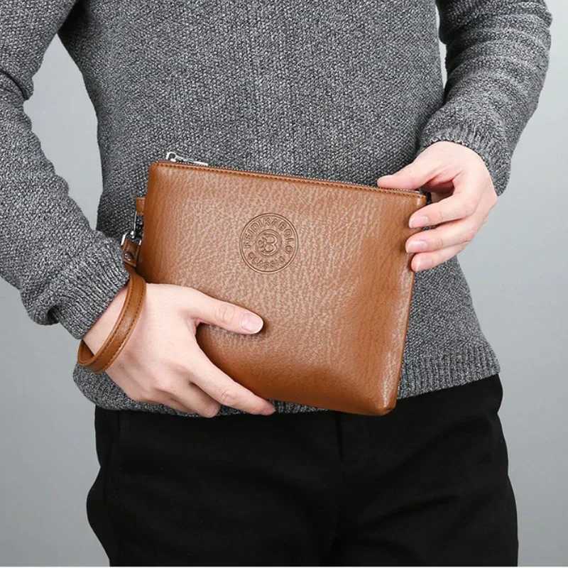 New Business Style Mens Clutch Large Wallet Soft PU Leather Male Wristlet Pack Bag Elegant Leisure Stylish Hand Bags Man Pouch XJ250806