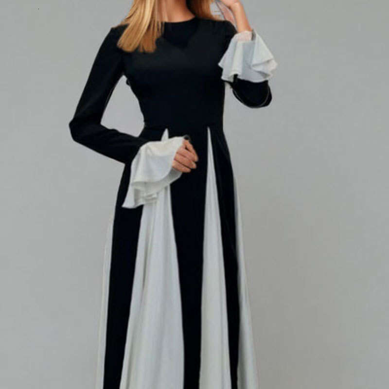 Spring New Women's Fashion Elegant Fashionable Solid Color Long Dress B5