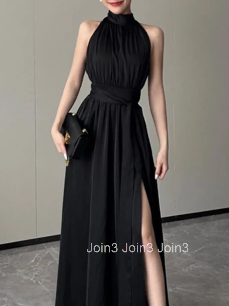 Vintage Sleeveless Casual A-Line Slim Dress Summer Women Solid Elegant One Pieces Sexy White Black Vestidos Female Clothings