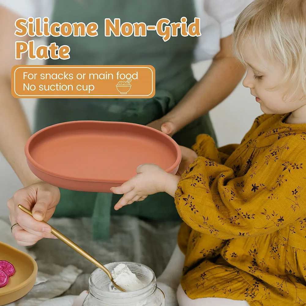 Baby Safe Silicone Dining Plate Suction Cartoon Children Dishes Feeding Toddler Training Tableware Retro Kids Smile Face Plate X2508061