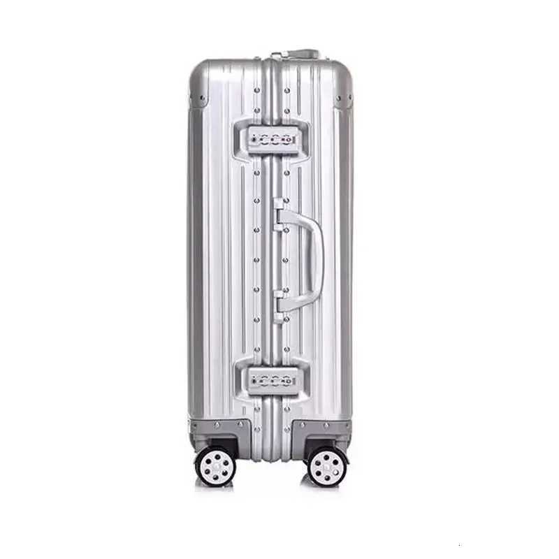 100% Aluminum Suitcase Metal Hard Travel Case Carry-on Luggage Universal Wheel 20/24/30 inch Cabin Suitcase Aluminum Frame W250805
