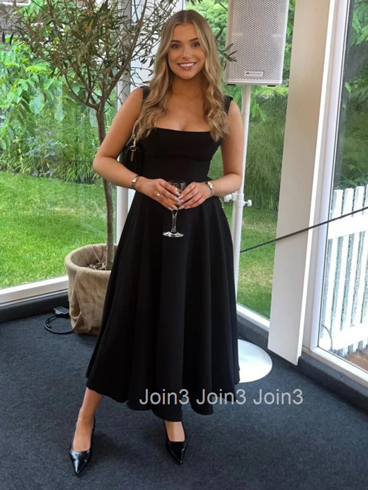 White Sleeveless Suspnder Long Dress For Women Square Collar Fashion High Waist Sexy Dress A-line Splice Elegant Dress