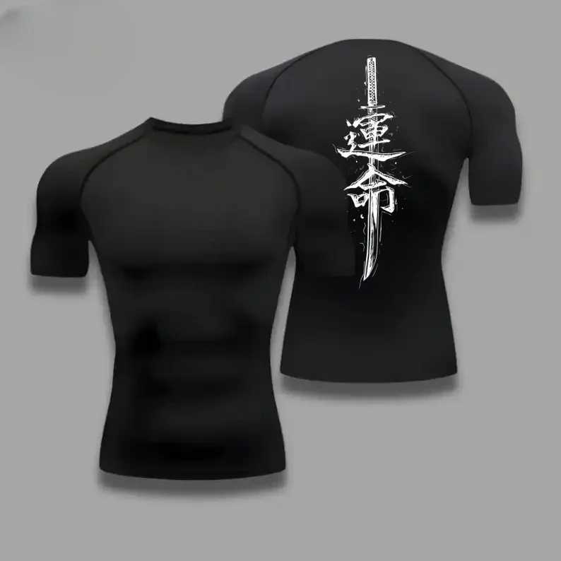 Mens Compressed Shirt Sports Quick Drying T-shirt Tight Sweat-Absorbent Jogging Cycling Outdoor 8 Colors Short