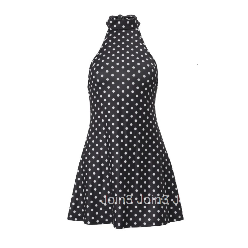 WhereMery Polka Dot Elegant Off Shoulder Sleeveless Backless High Waist Halter Mini Dress Y2K Summer Fashion Club Party Vestidos