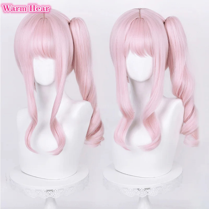 Anime Synthetic Hair Akiyama Mizuki Cosplay Wig Long 45cm Light Pink Curly Wig Heat Resistant Hair Halloween Party Woman Wigs 250805