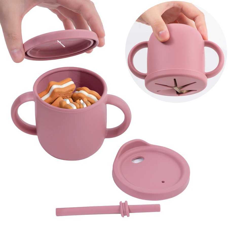 1PC Baby Learning Drinking Cup with Double Handle Portable Leakproof Infant Water Cups Bottle Baby Food Box Snack Cup X2508061
