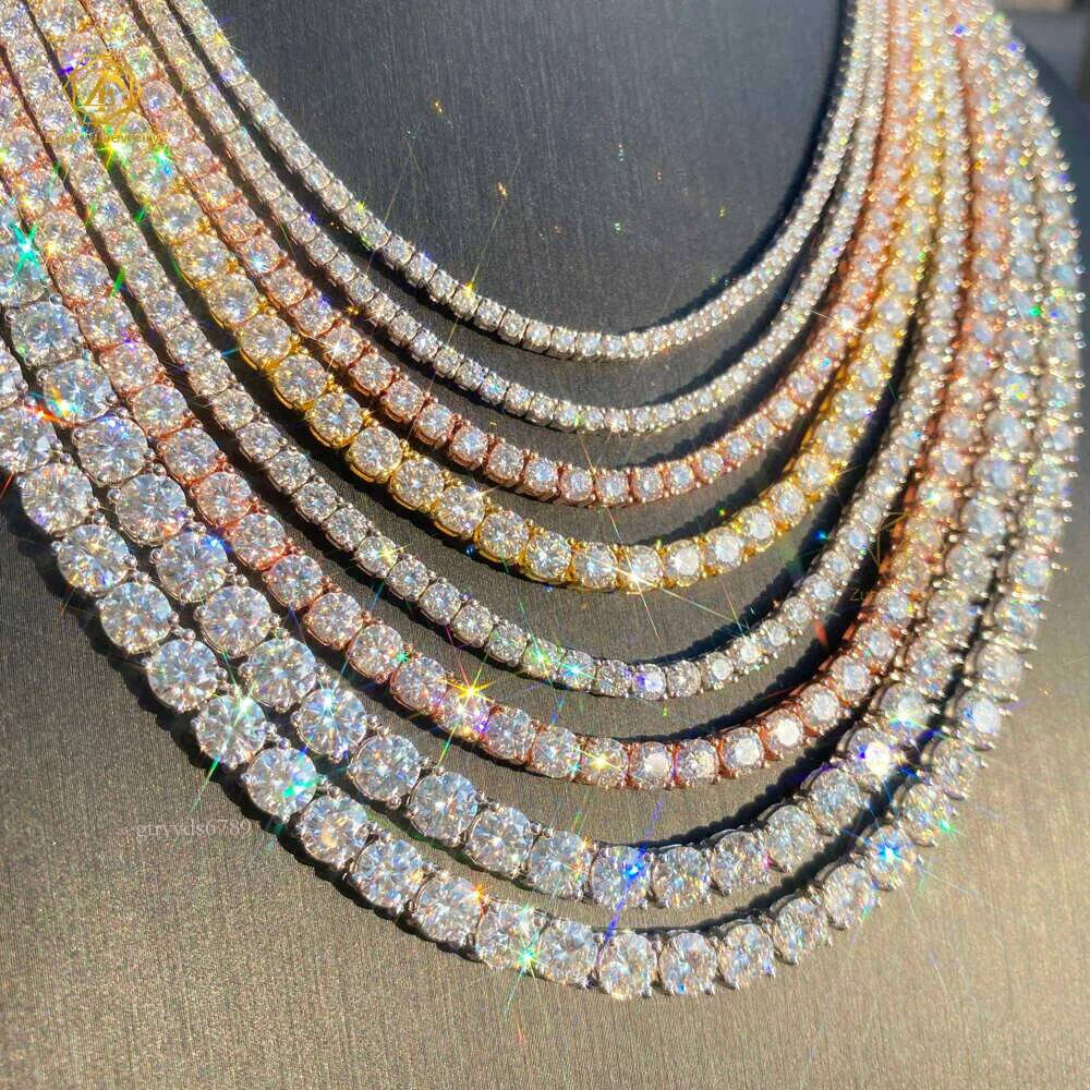 High designer necklaceHot Sale Hip Hop Iced Out Jewelry Fashion Dia Necklace S Sier 2MM 3MM 4MM 5MM Vvs Moissanite Tennis Chain