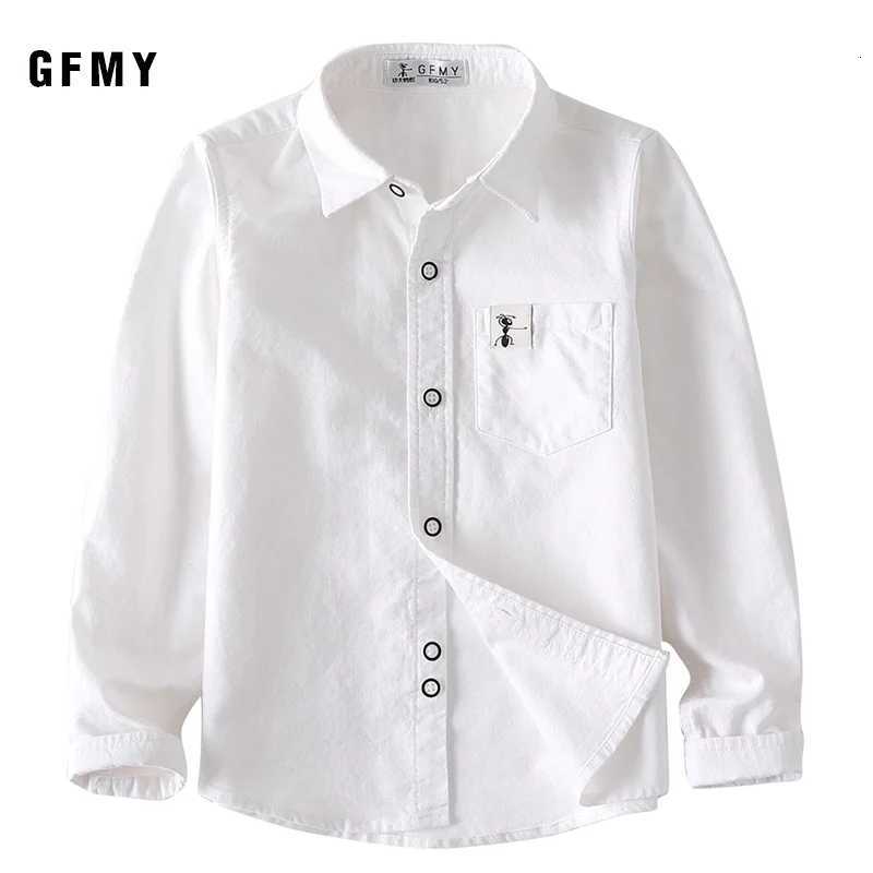 GFMY New Spring Oxford Textile 100% Cotton Blouse Girls Boys White Shirt 3T-14T British Style Kids Casual School Wear Clothes X250806