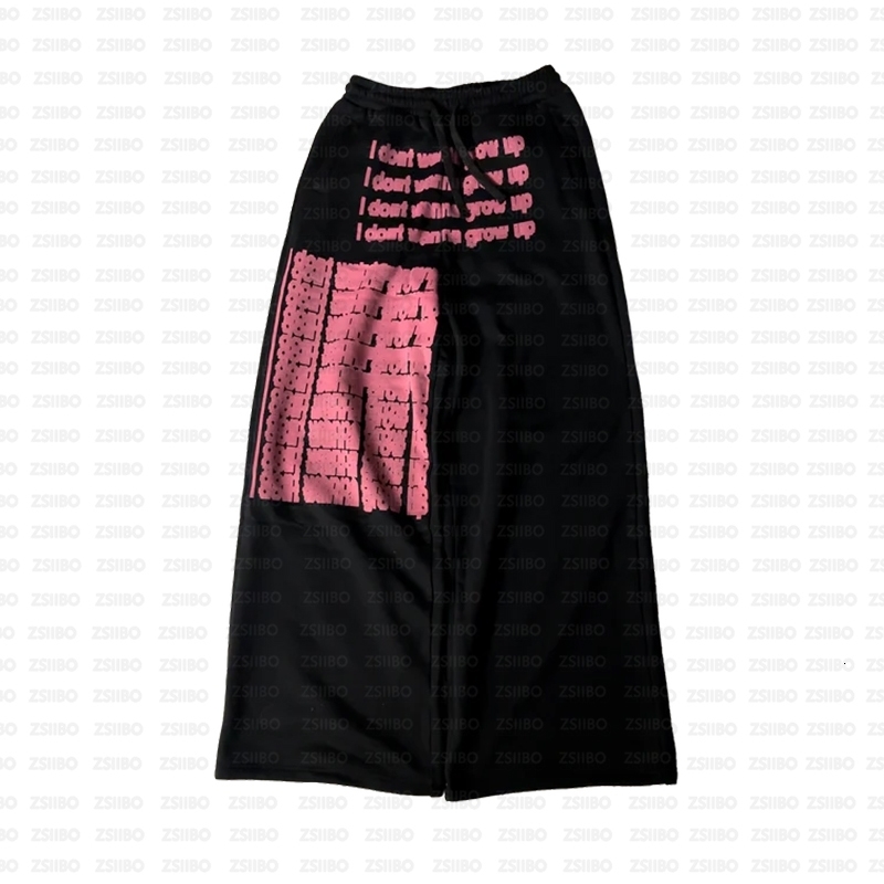 Y2K Men Vintage Trousers American Pattern Letter Print Streetwear Gothic Harajuku Hip Hop Women Casual Wide Leg Unisex Pants 250710