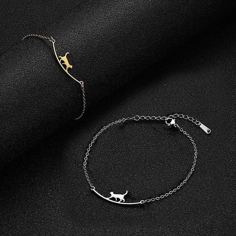 Trendy Stainless Steel Cute Cat Anklet Animal Pendant Chain Anklet For Women Girls Fashion Jewelry Birthday Gifts Y250805