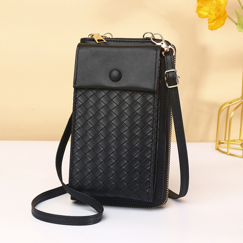 Niche Bags for Women New Wallet Woven Pattern Single Shoulder Crossbody Small Versatile Ins Style Phone Bag Portable