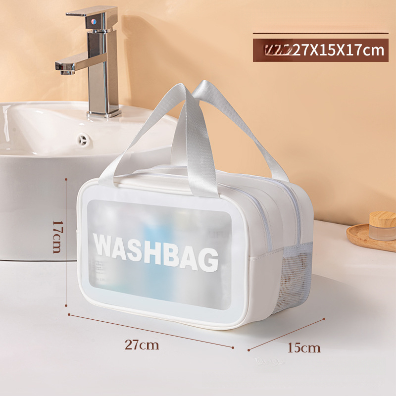 Designer luxury Korean Style Handheld Makeup Bag PVC Dry Wet Separation Toiletry Bag Portable Waterproof Bathing Swimming Matte Storage Bag