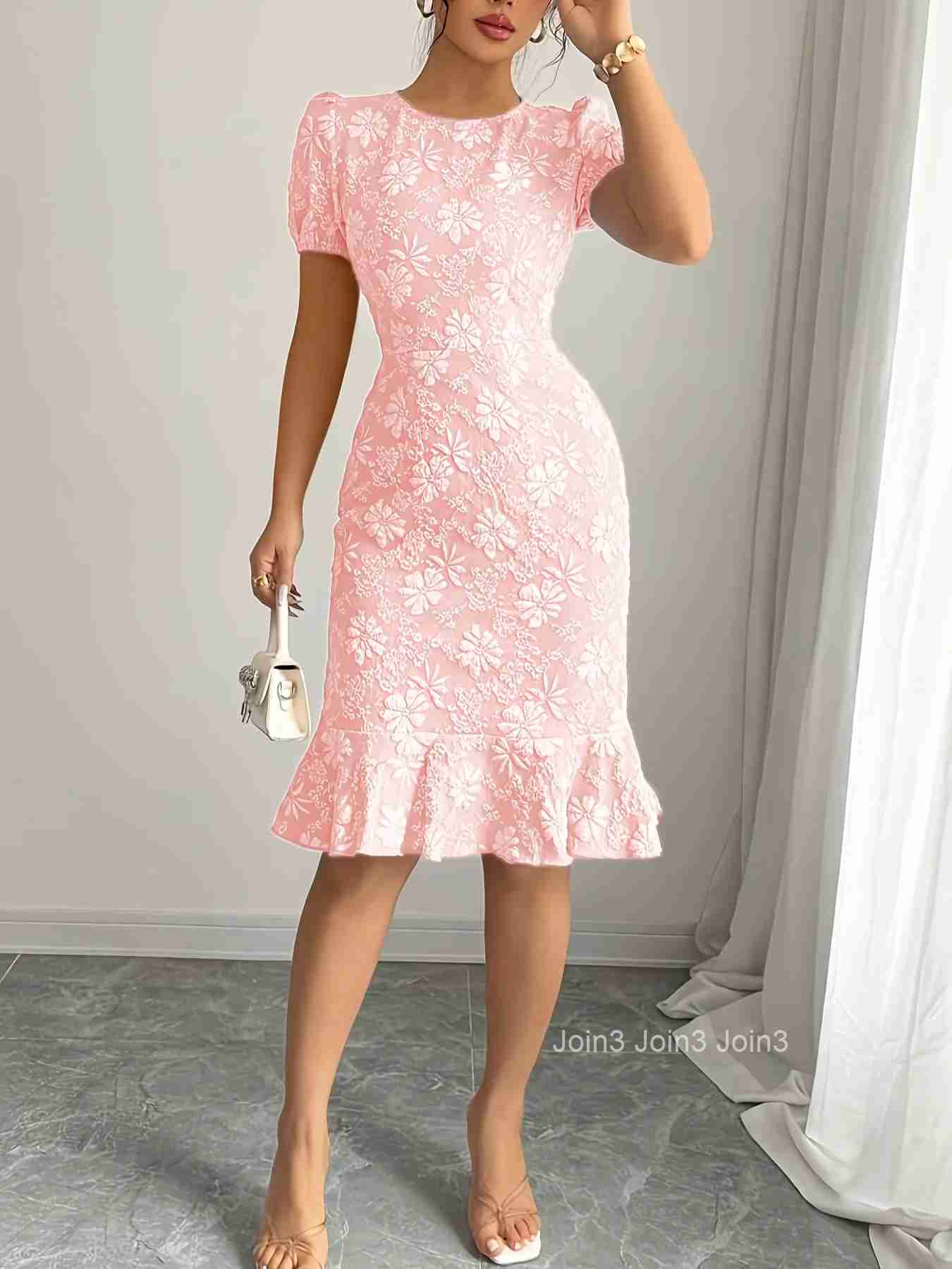 Dresses for Women Womens Dress Floral Print Puff Sleeve Dress