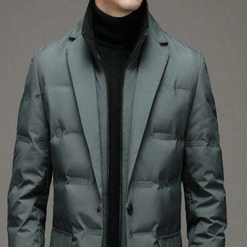 2025 High quality down jacket men winter business casual fashion handsome duck down medium long down jacket W250806