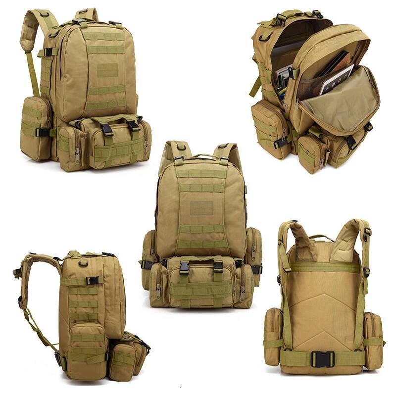 Men's Large Capacity Oxford Cloth Tactical Backpack Outdoor Hiking Climbing Army Rucksacks Waterproof Camping Bags 55L high-quality