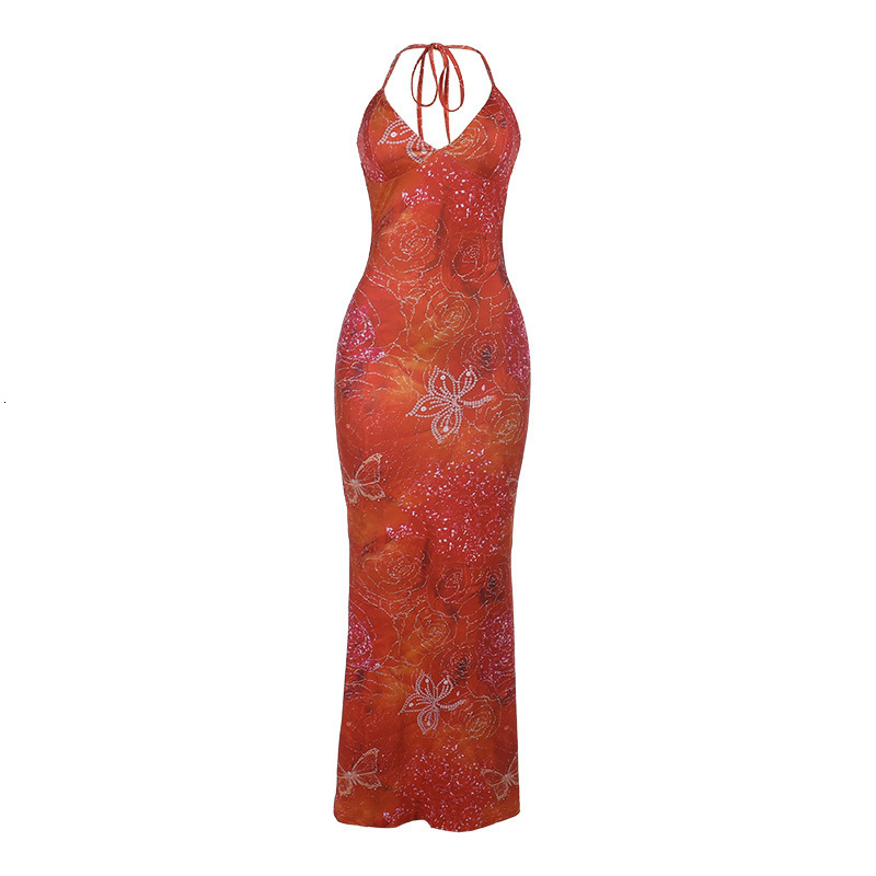 Summer 2025 trend backless strapless sexy printed vacation dress, tight one-step dress, women's new designer dress