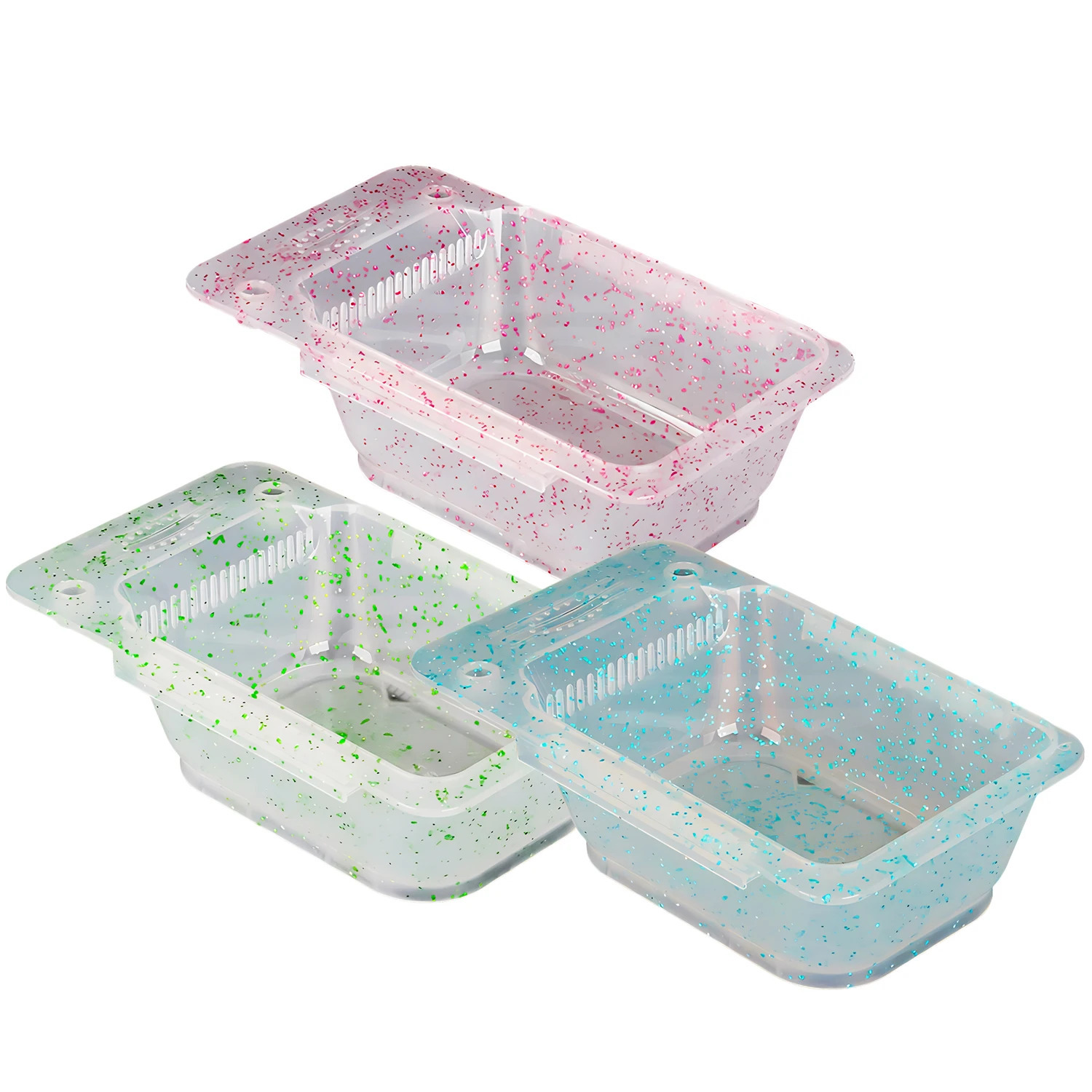 3pcs/set Glitter Hair Coloring Bowl for Salon Barber Dye Cream Mixing Container with Teeth Highlight Bleach Tnit Mixer Set 1880 250805