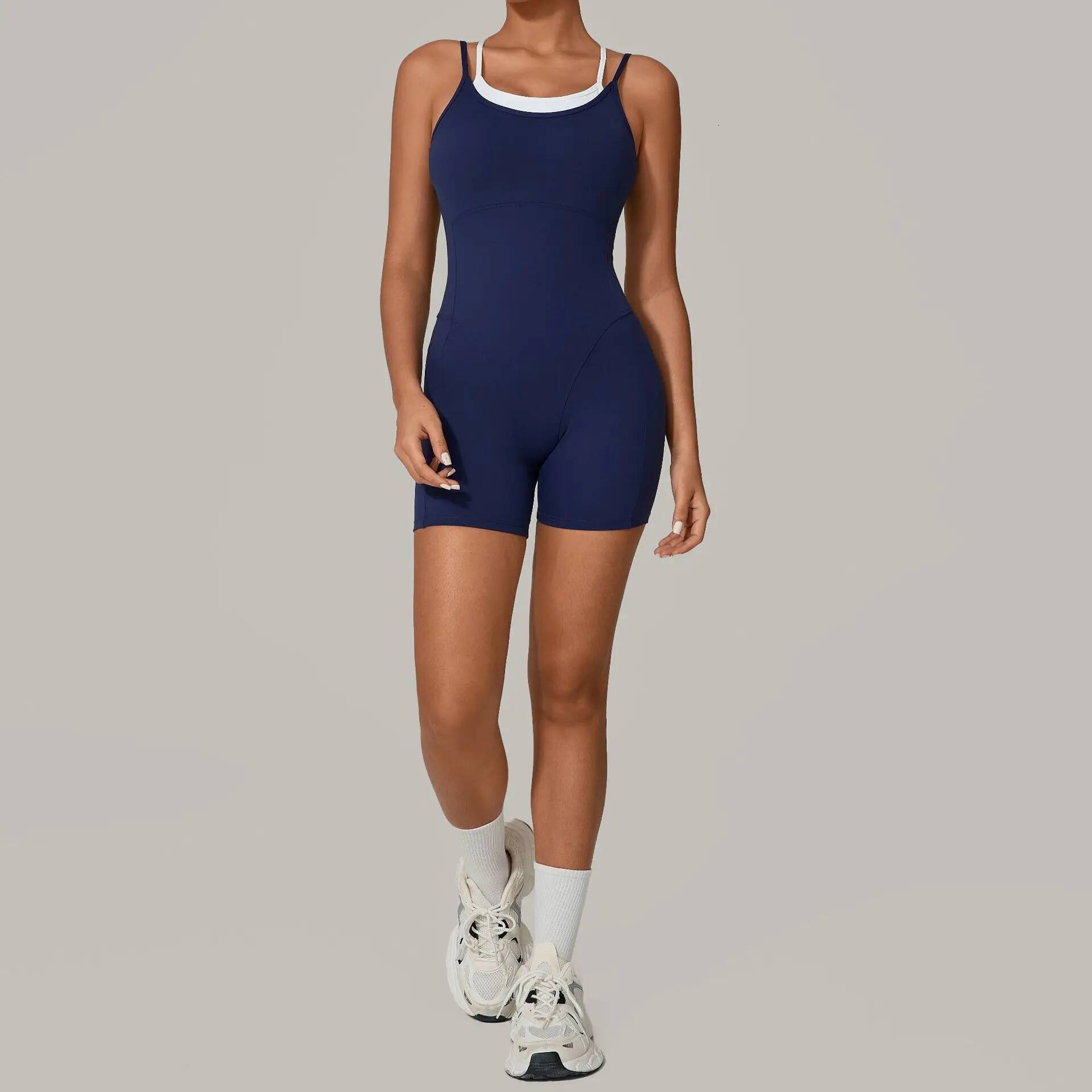 Hollow Backless Sport Short Jumpsuit Playsuit Women One Piece Gym Workout Clothing Bodycon Sleeveless Fiess Rompers Overalls