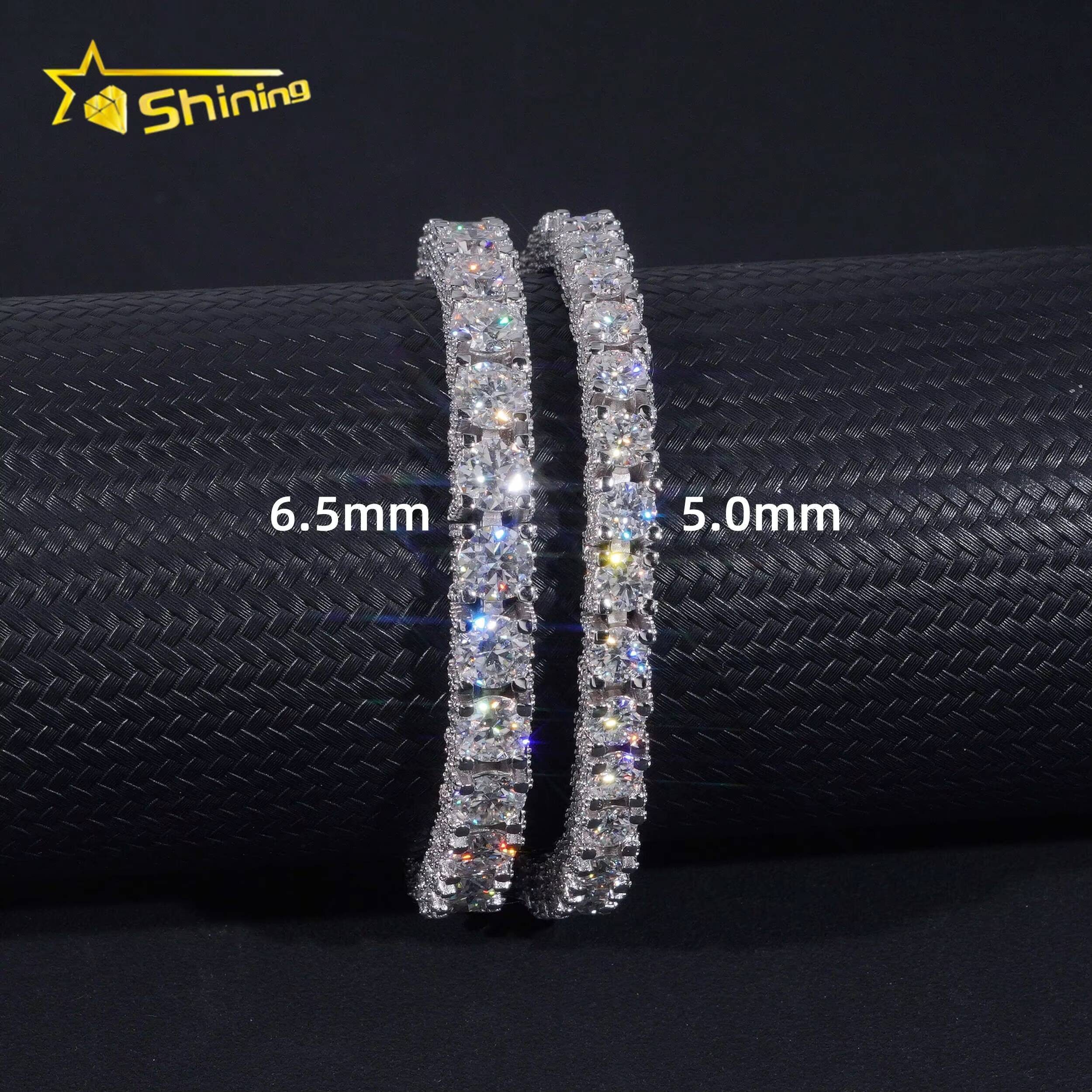 Hip Hop Luxury Classic Necklace 925 Silver 5mm 6mm Iced Out D Color VVS Moissanite Tennis Chain