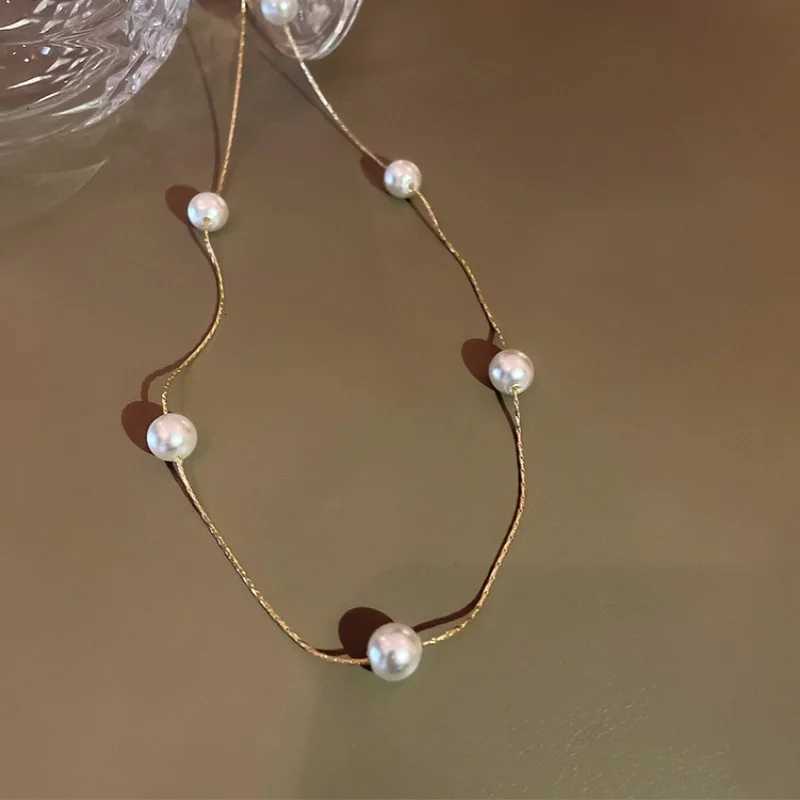 Korean Double-layered Pearl Necklace Personalized Fashionable Womens Clavicle Beaded Necklace Holiday Banquet Girl Jewelry Gift Y250805