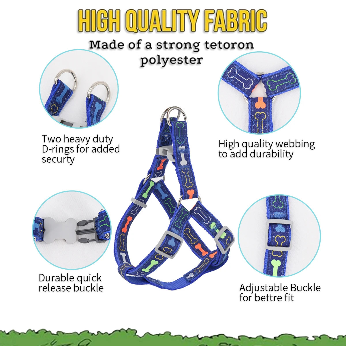 1PC Colorful Bone Tripod Pet Dog Harness For Indoor And Outdoor Use 250805