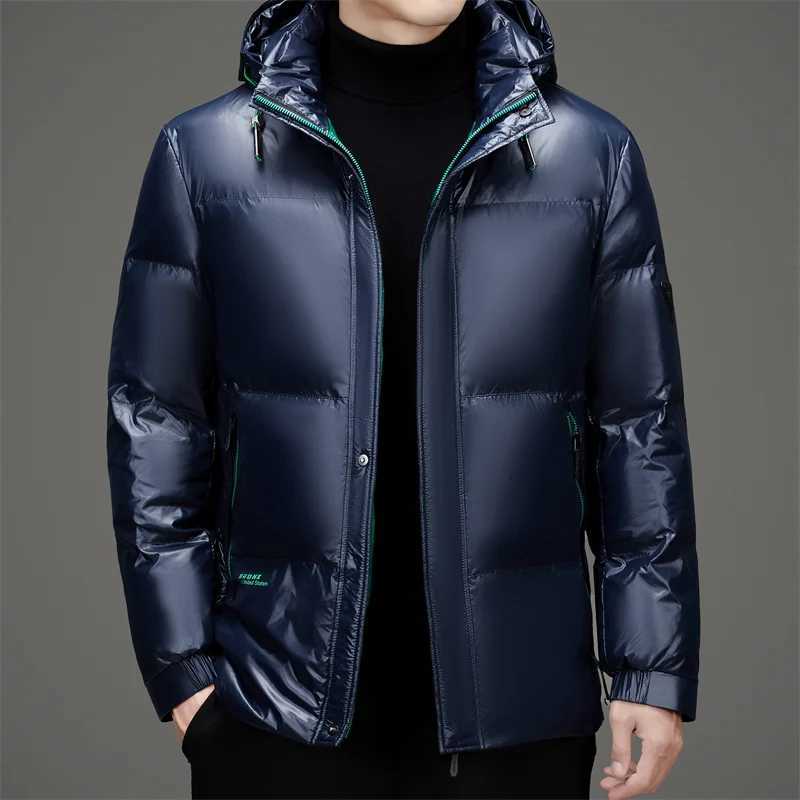 Mens Down Jacket Autumn Winter New Solid Color Thickened Warm Outdoor Travel Hooded Coat Mens White Duck Down Padded Clothing W250806