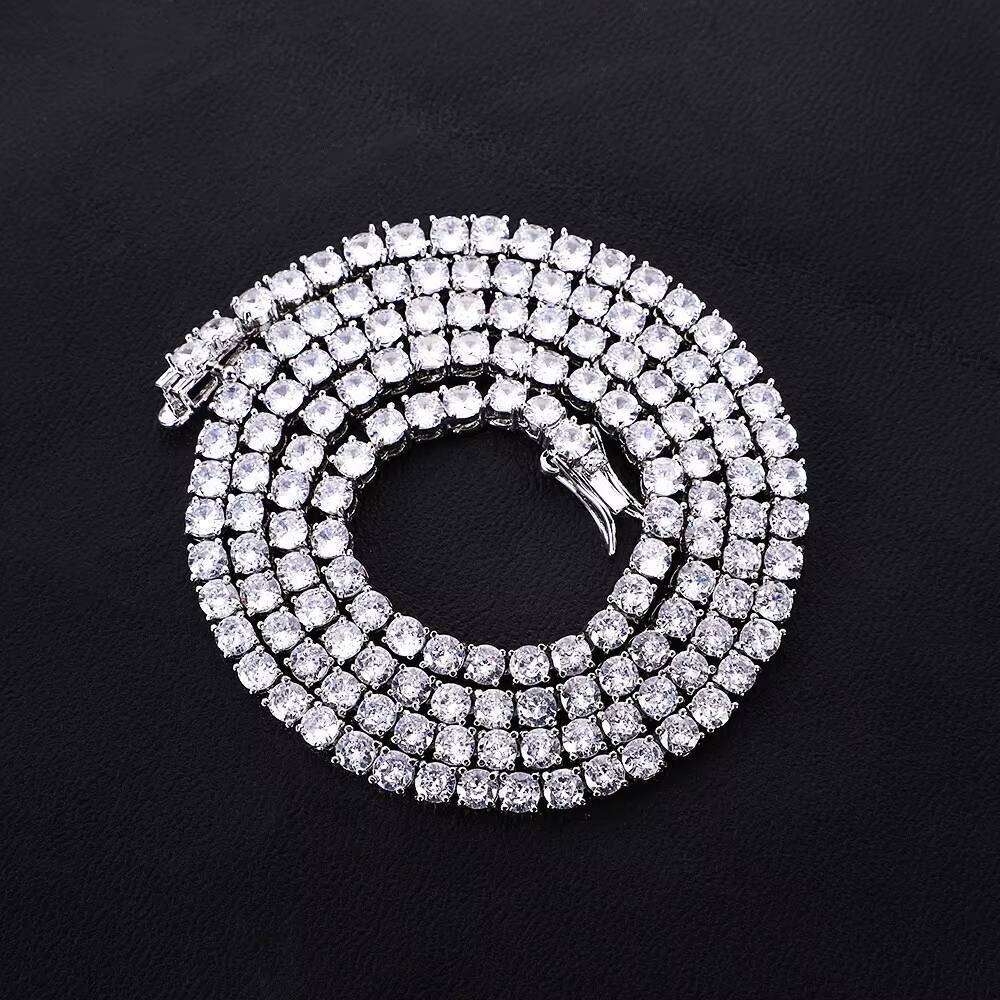 Tennis Chain Necklace S925 Silver 3-5mm Width Moissanite Diamond Tennis Chains
