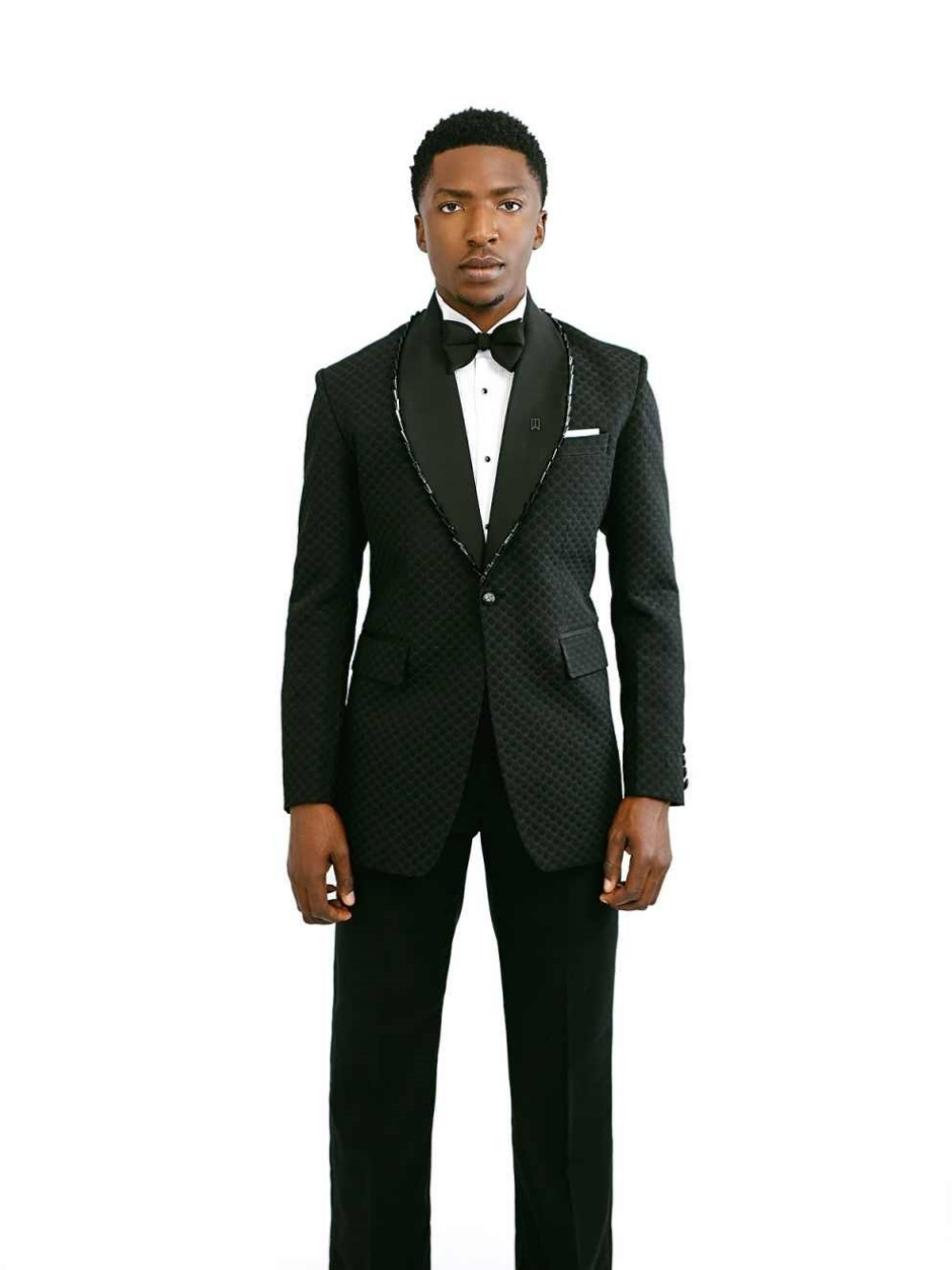 Modern Wedding Tuxedos Waffle Beaded 2 Piece Set Jacket Pant Shawl Lapel Men Suits Designer Groom Wear Party Suit Customized