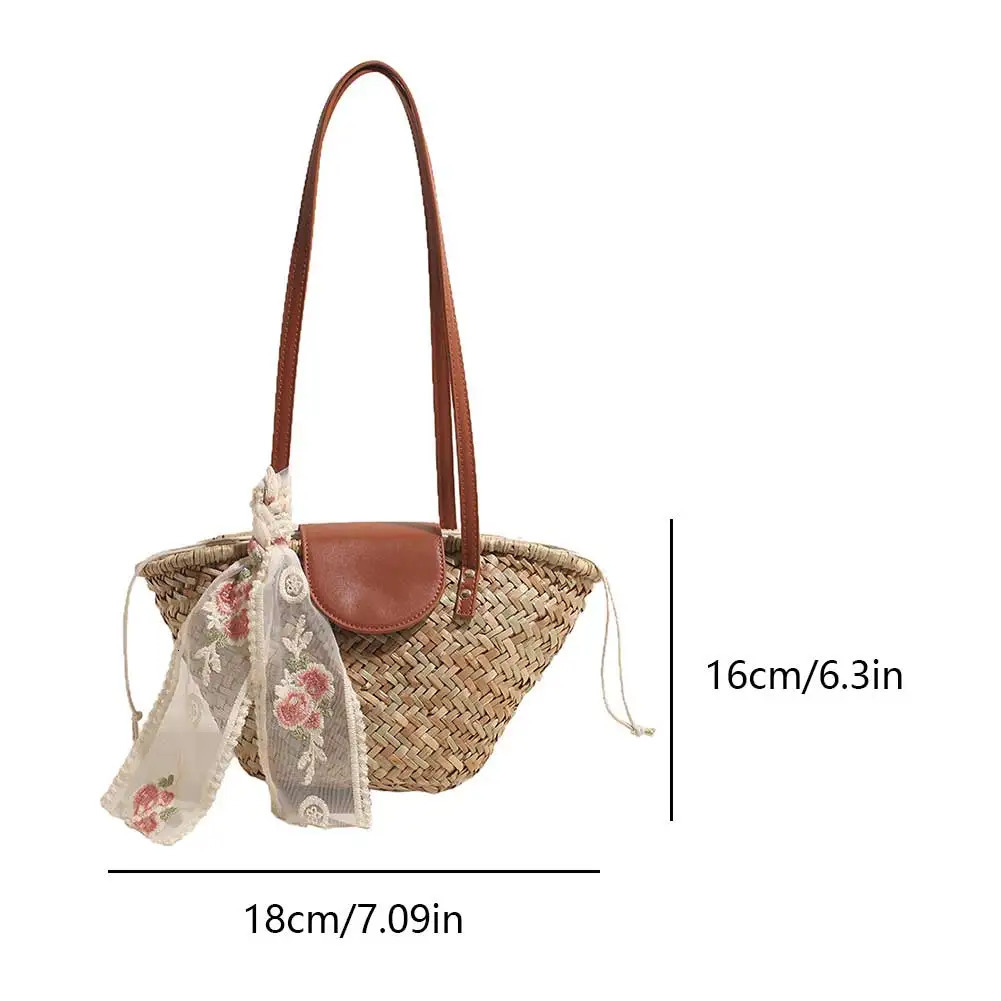 Women Straw Woven Handbag Summer Beach Casual Tote Bag Large Capacity Clutch Bags Fashion Ladies Shoulder for Vacation 250805
