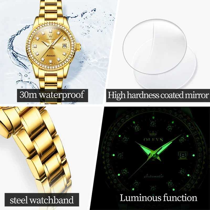 OLEVS-7003 Automatic Mechanical es Women Waterproof Luminous Calendar Women Wrist Luxury 2023 W250806
