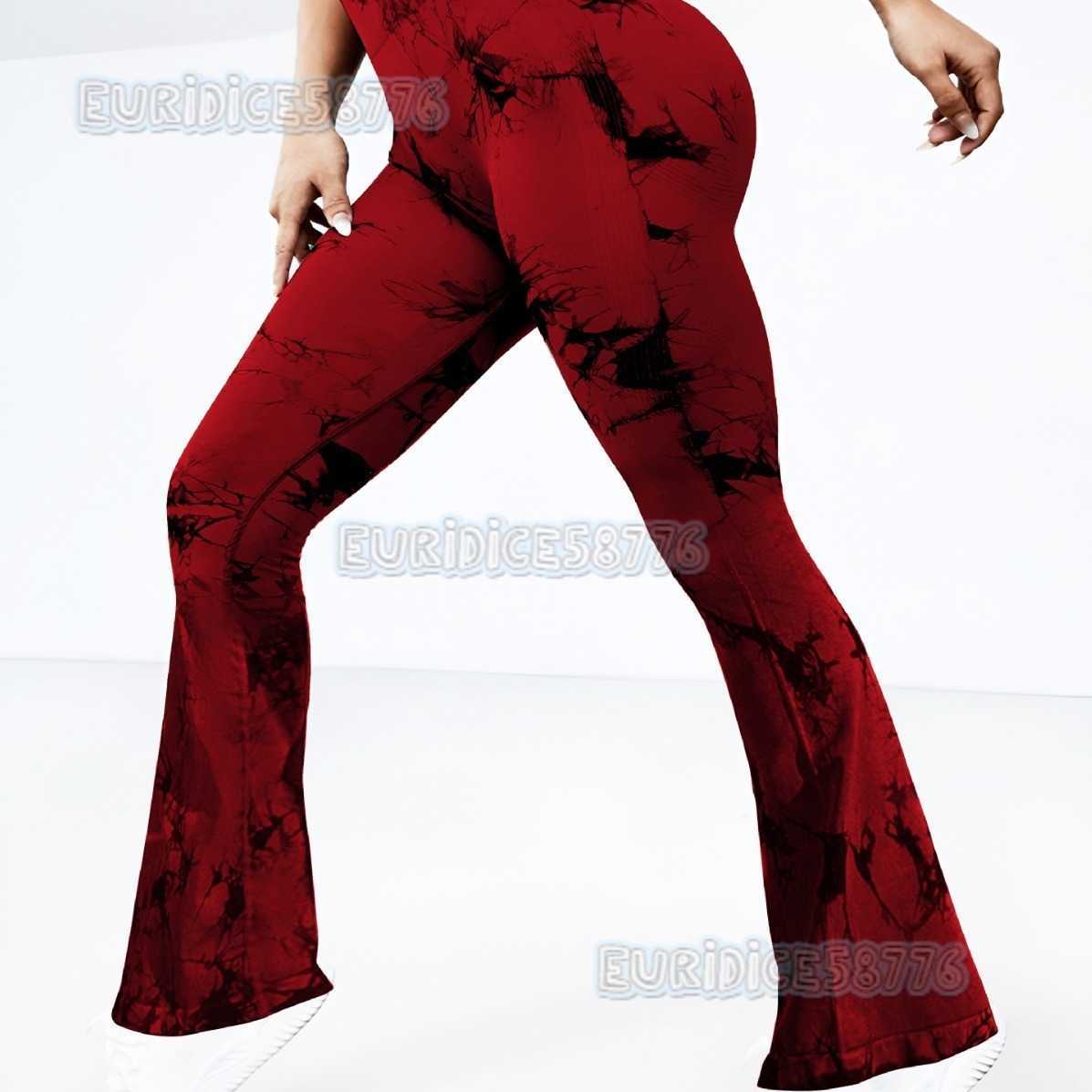 Tie-dye Flared Pants Women Fitness Pants Tight Peach Hip Breathable High Waist Slim Wide-leg Yoga Pants Flared Pants H250806