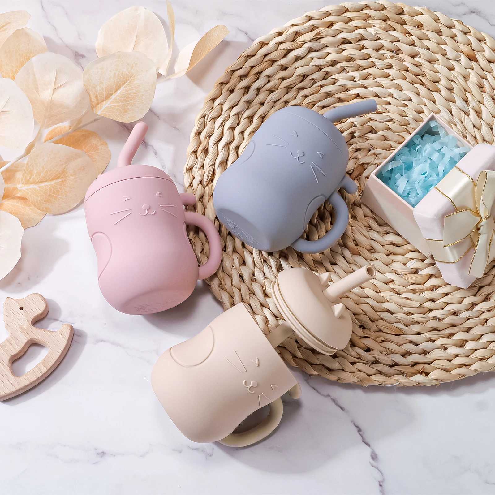 1pcs Baby Silicone Straw Cup BPA Free Portable Storage Snack Container Feeding Cup for Kids Leakproof Learning Drink Cup X2508061