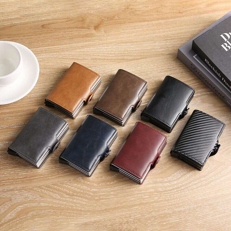 RFID Automatic Ejection Double Credit Bag, Multi-slot Anti-theft Brush Aluminum Alloy Card Case