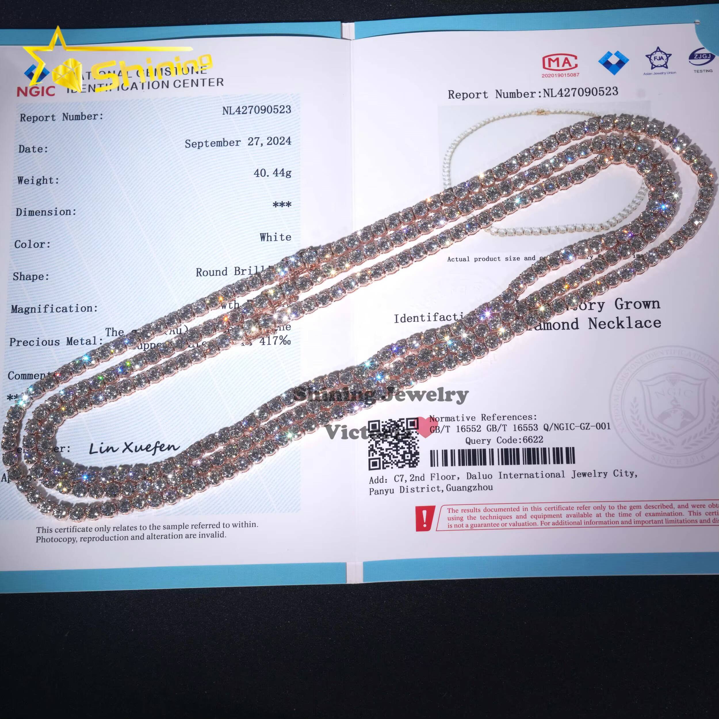 Custom Iced Out Diamond Hip Hop Jewelry Tennis Chain 5MM 10K Real Soild Gold Moissanite Diamond Tennis Necklace