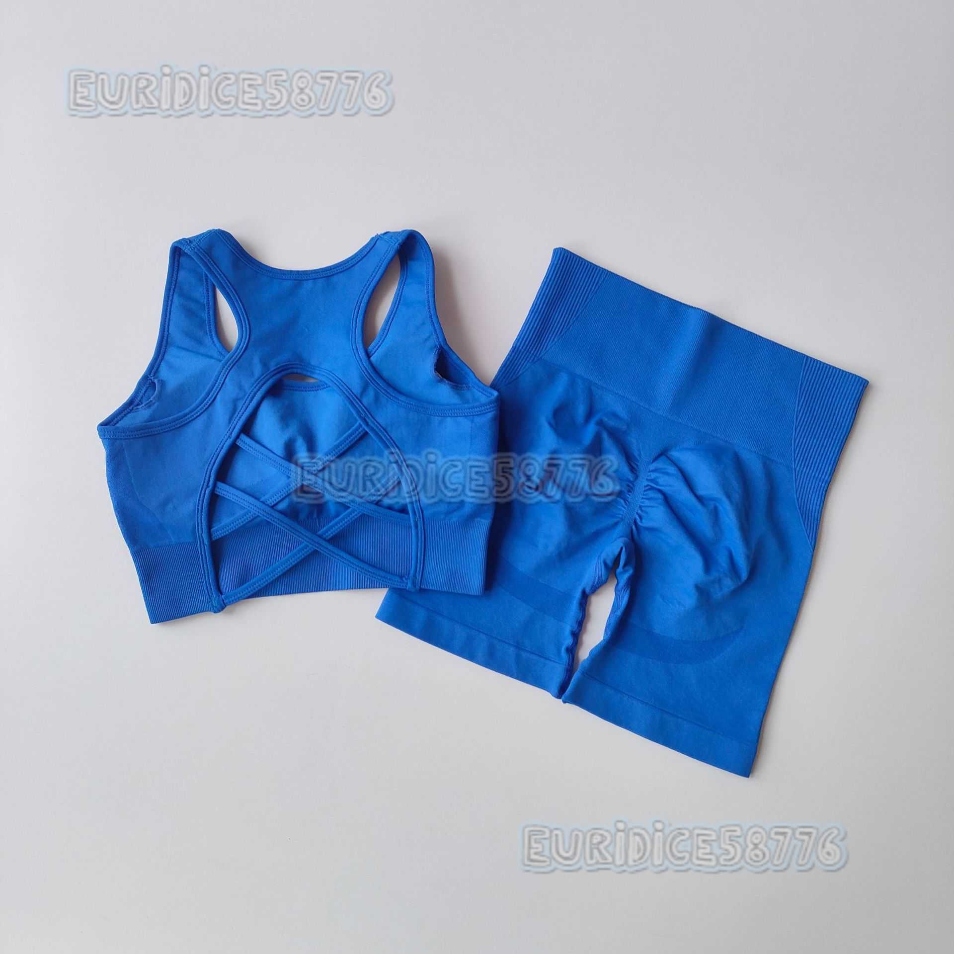 New Seamless Yoga Set Bra Shorts Two-piece Set Fitness Suit Outdoor Running Quick-drying Sportswear Women H250806