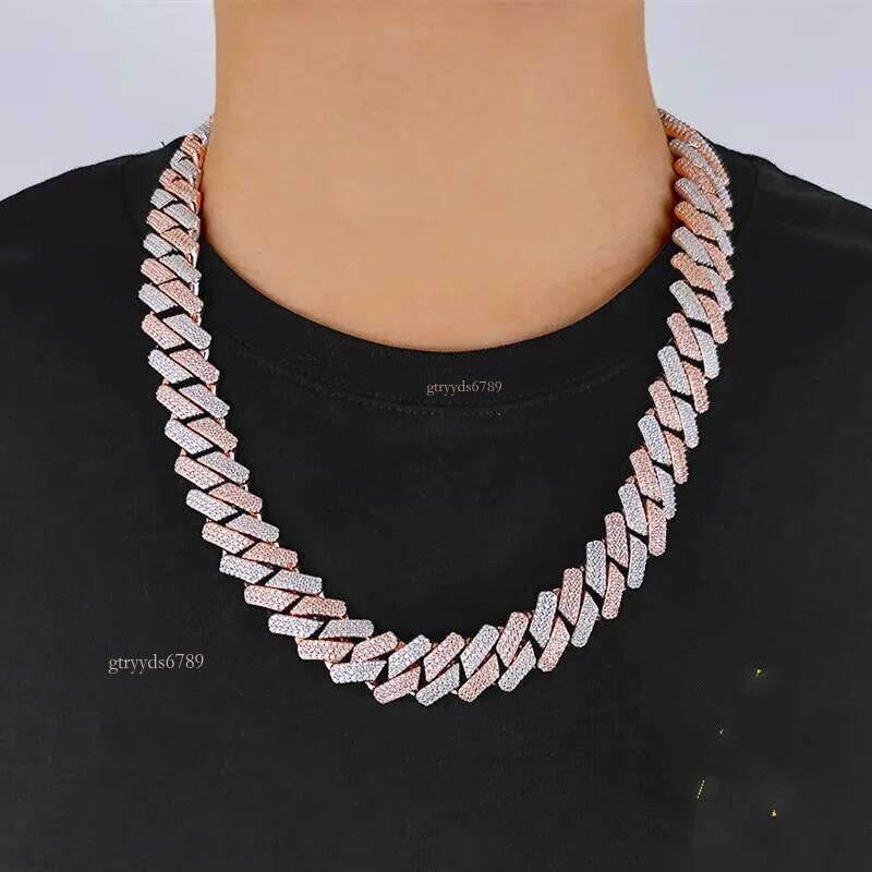 Width 20mm Double Gold Colors Bling CZ Stone Miami Cuban Chain Necklace Bracelet for Men Punk Jewelry Heavy Chains