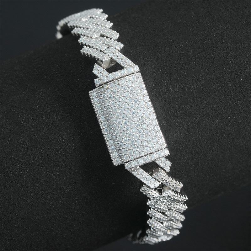 10mm Full Moissanite Inlay S Sier Dia Cuban Chain Trendy Brand Necklace Accessories Free delivery