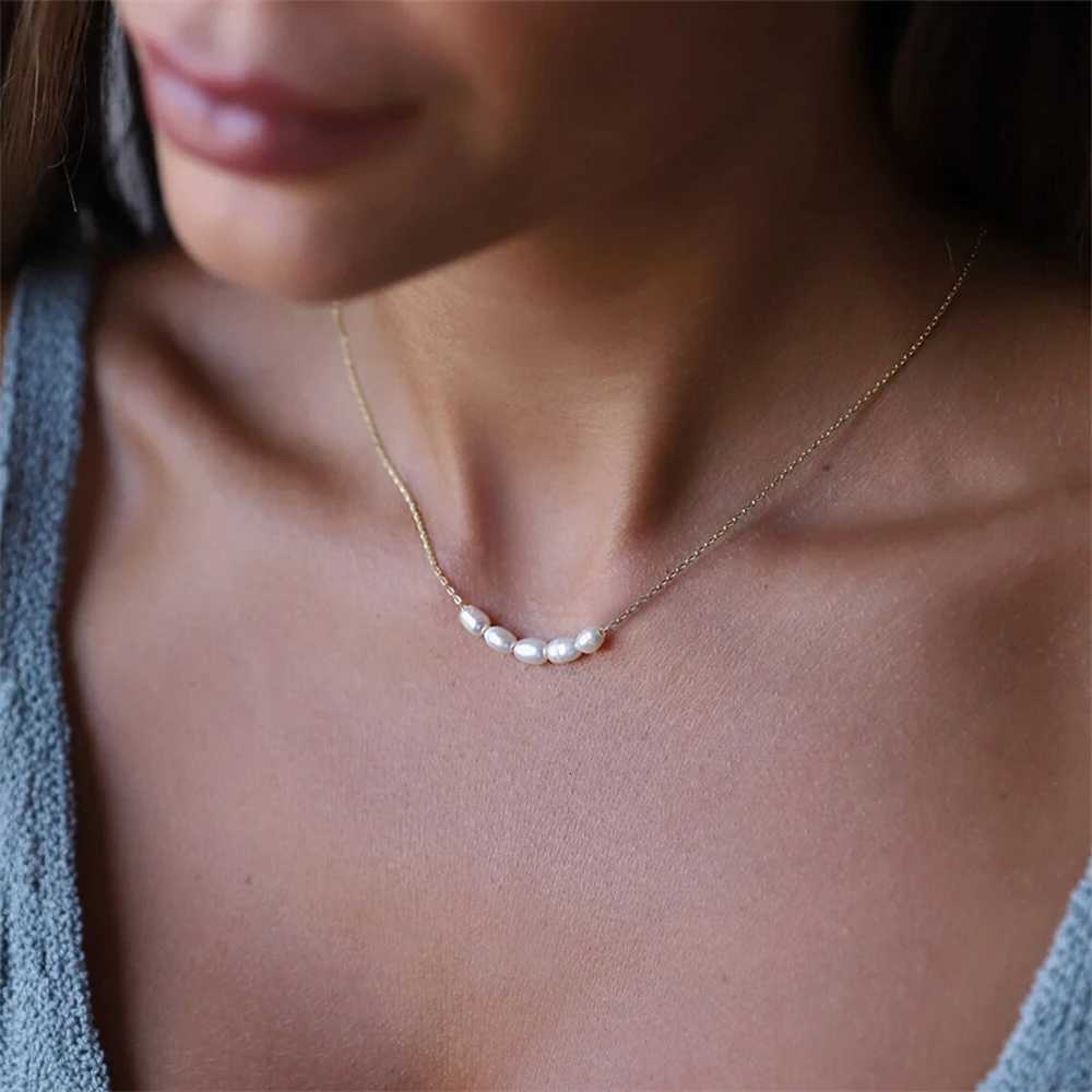 Hot Natural Freshwater Pearls Pendant Choker Necklaces Jewelry 316L Stainless Steel Gold Color Charms Necklace Female Party2025 Y250805