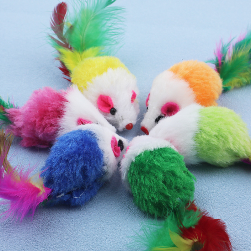 Westrice Cat Pet Toy Long-haired variety of colors rabbit tail feathers cat toy mouse bite amused 1piece Cat Pet Toy 201217