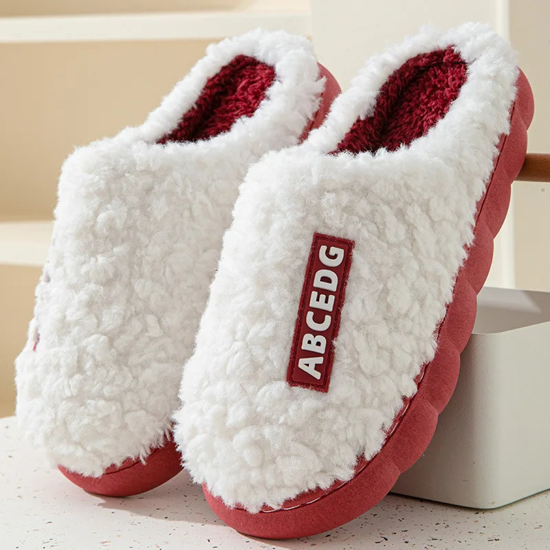 Eyriphy Fashion Cotton Slippers For Women Winter Warm House Shoes Curly Faux Cotton Bedroom Slides Non-Slips Comfort Slipper 250731
