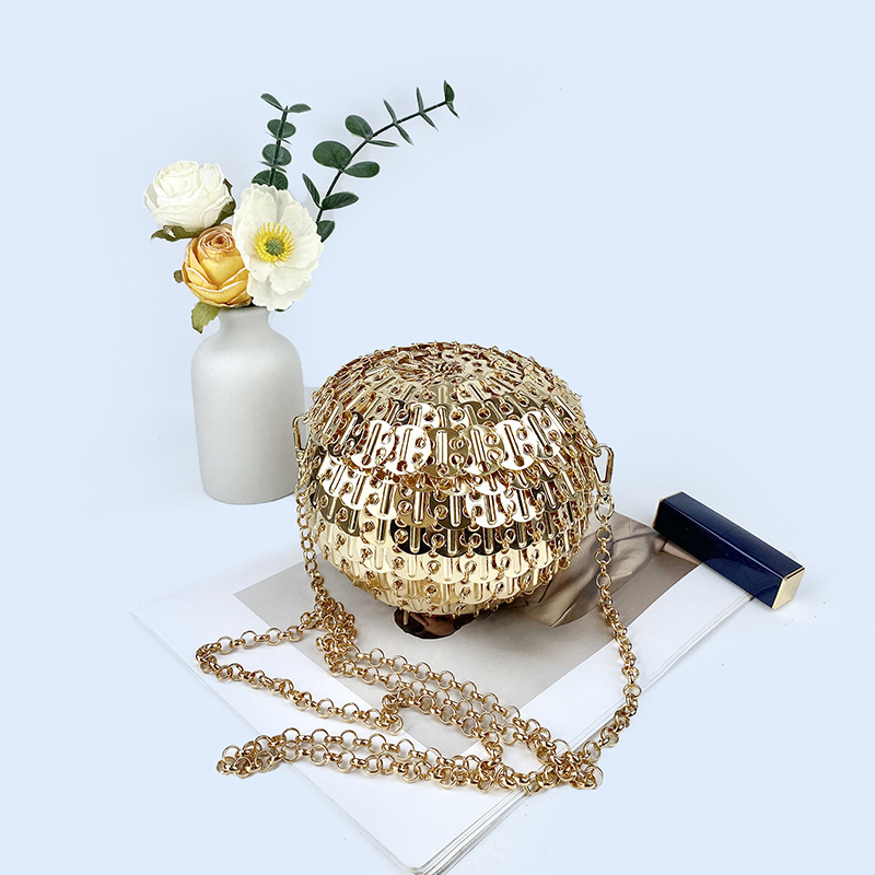 Niche Shoulder Bag - Elegant Silver Metallic Design with Three-Dimensional Sphere Feature