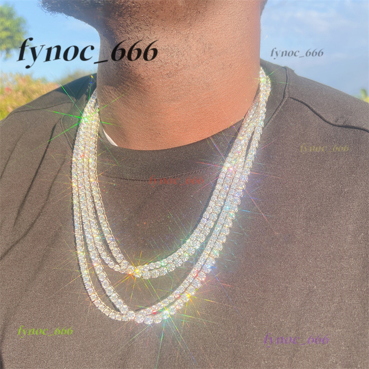 2025 Hot Selling Sterling Silver Moissanite Tennis Chain Hip Hop Style Necklace