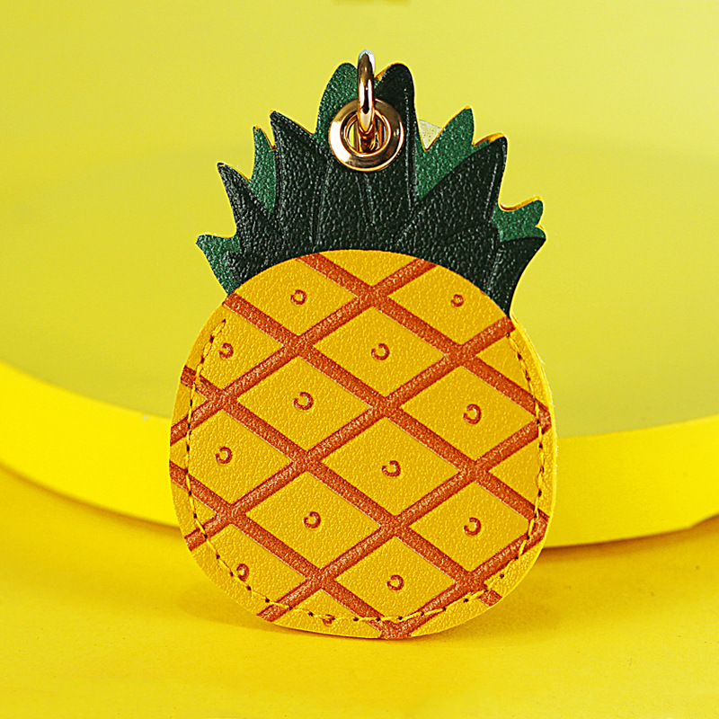 Cute Vegan Leather Keyring with Fruits and Leaves Design