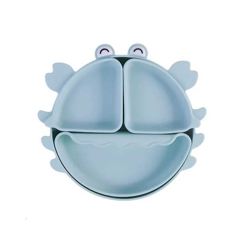 Baby Safe Silicone Dining Plate Suction Cartoon Children Dishes Feeding Toddler Training Tableware Kids Cartoon Crab 3-Grid Tray X250806