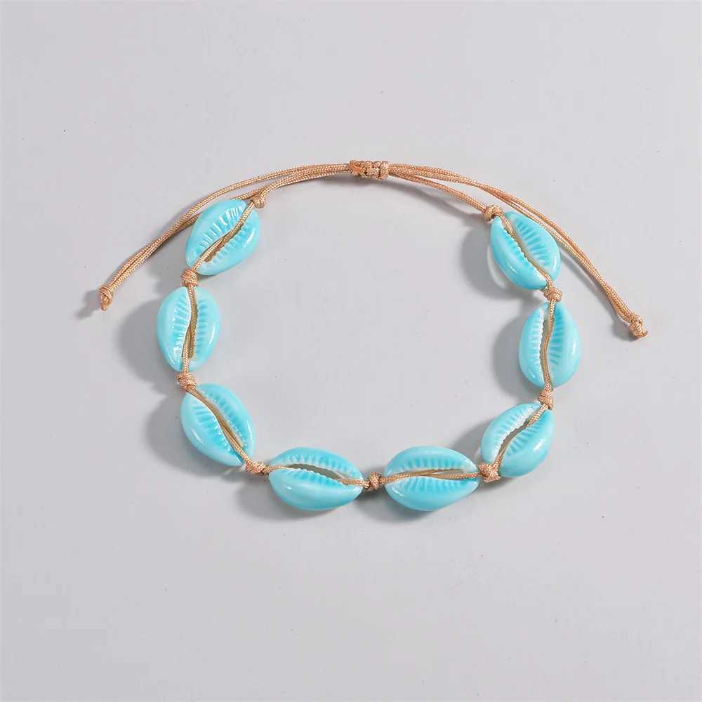 Luminous Acrylic Conch Beaded Anklets For Women Men Rope Chains Weaving Adjustable Ankle Beach Jewelry Foot Accessories Y250805