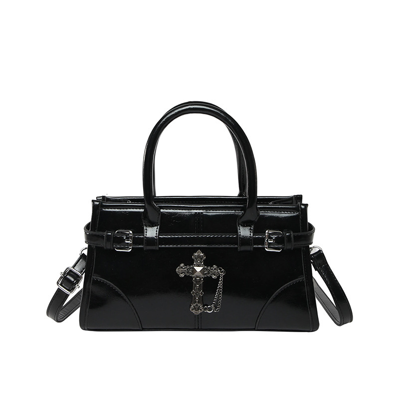 Designer Bag New Hot-selling Oil Leather Handbag Small Square Bag With Metal Cross Luxury Bag Decoration, Spicy Girl Shoulder Bag, Simple Commuter Cro