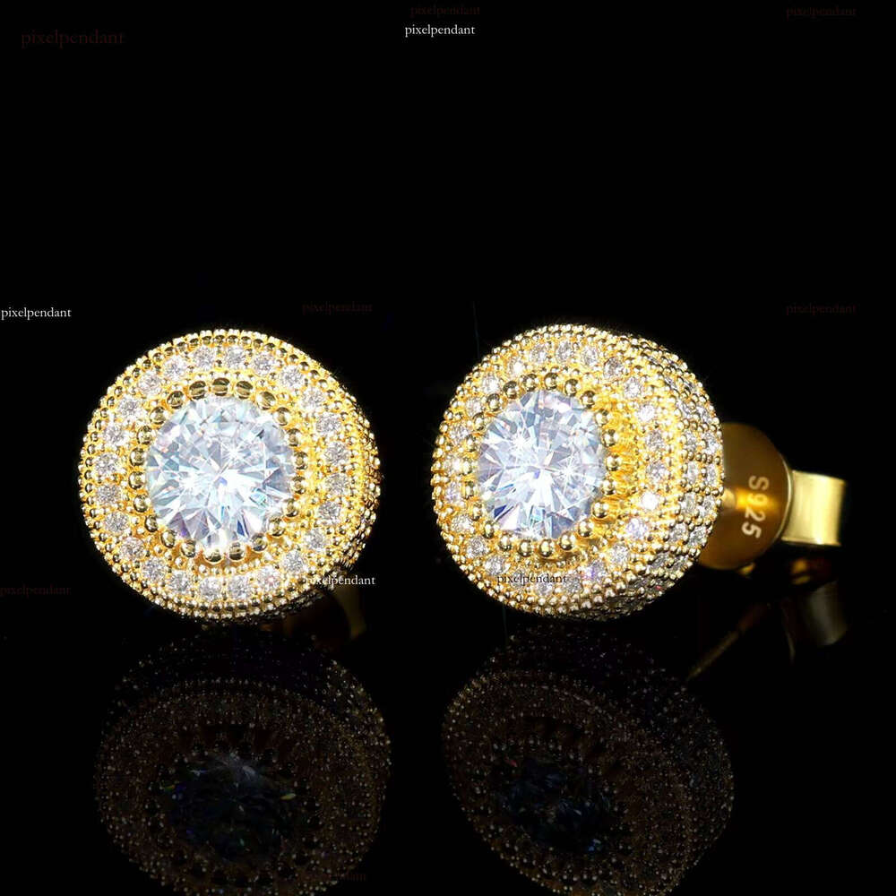 Wholesale Stylish 6.5MM VVS Moissanite Dia Stud Earrings High Quality Sterling Sier Gold Plating Custom Look Party Gift