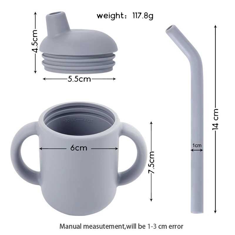 Customized Silicone Feeding Liquid Feed Straw Cup Foldable Childrens Drinking Cup Double Leakproof Water Bottle Baby Stuff X250806